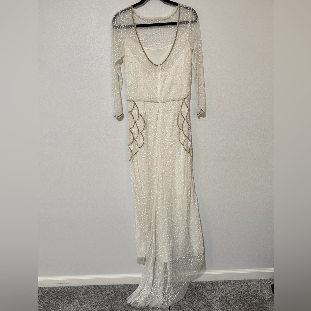 ⭐️Gatsby Lady Roaring 20s Sequin Wedding Dress - Ivory/Gold/ Size 6 - EUC - Picture 4 of 6